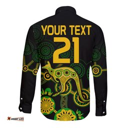 Custom Text And Number Australia Soccer Long Sleeve Button Shirt Matildas World Cup With Kangaroo