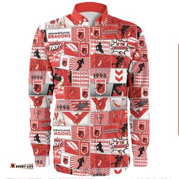 St. George Illawarra Dragons Long Sleeve Button Shirt - Team Of Us Die Hard Fan Supporters Comic Style