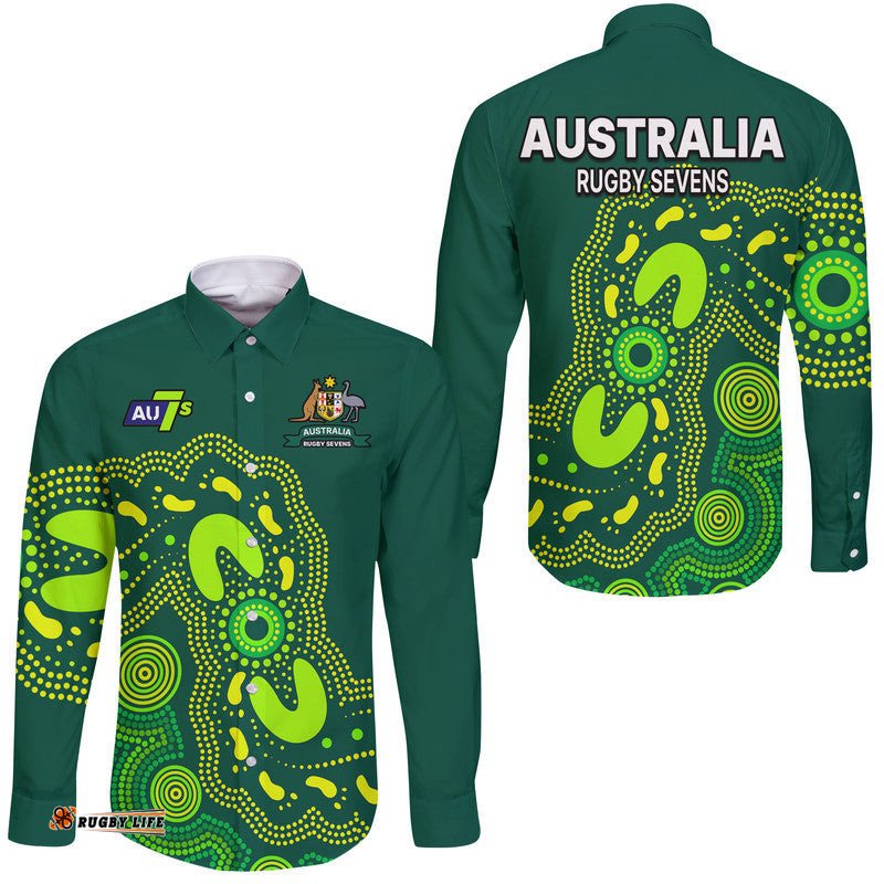 Australia Rugby Sevens Hawaii Long Sleeve Button Shirt Aboriginal