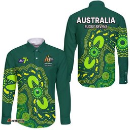 Australia Rugby Sevens Hawaii Long Sleeve Button Shirt Aboriginal