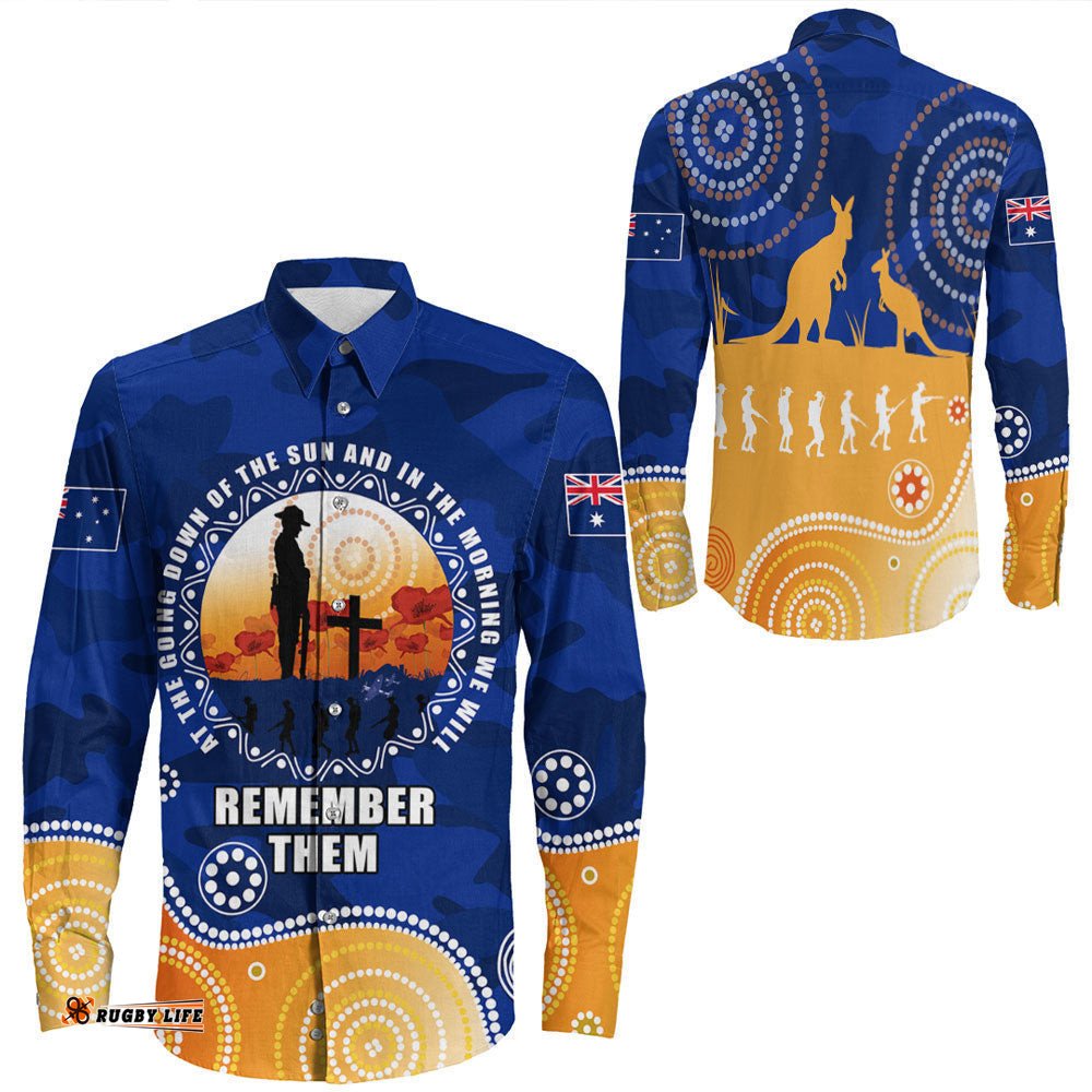 Australia Anzac Camouflage Vitality Long Sleeve Button Shirt