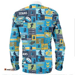 Gold Coast Titans Sport Long Sleeve Button Shirt - Team Of Us Die Hard Fan Supporters Comic Style