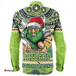 Canberra Raiders Long Sleeve Button Shirt Aboriginal Xmas Special Ugly Christmas Style