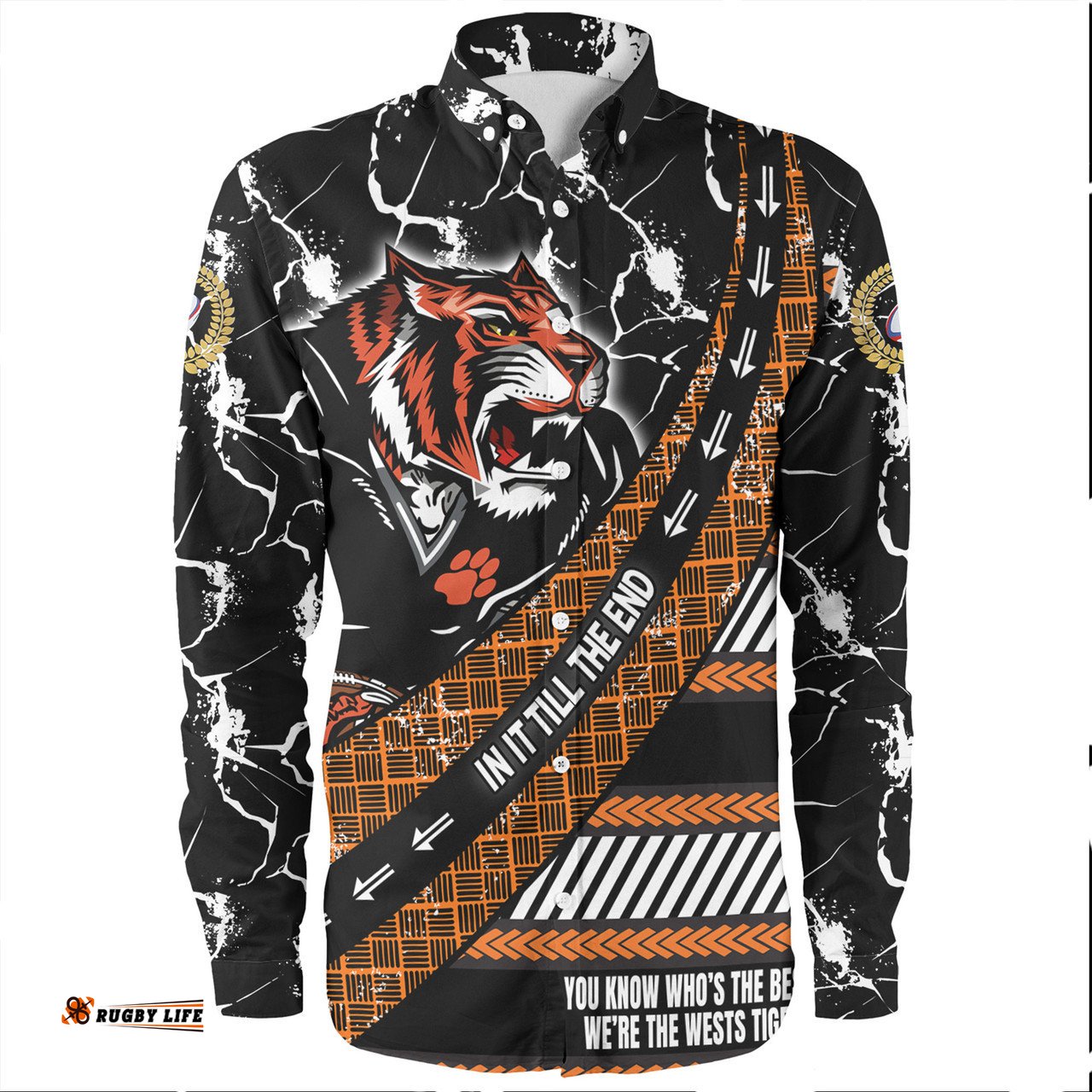 Wests Tigers Long Sleeve Button Shirt - Theme Song For Rugby With Sporty Style