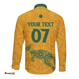 Australia 2024 Custom Long Sleeve Button Shirt Aboriginal GO Team Aussie