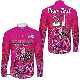 Custom Personalised Sydney Sixers Champions Long Sleeve Button Shirt Lizard Indigenous Aboriginal