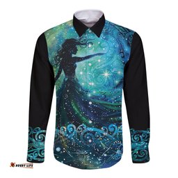 New Zealand Matariki Hiwa-i-te-rangi Long Sleeve Button Shirt Titiro ki nga Whetu Wishing Star