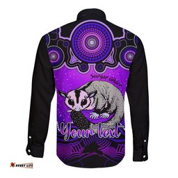 Personalised Australia Gemini Sugar Gilder Zodiac Long Sleeve Button Shirt Auz Astrology Aboriginal Purple