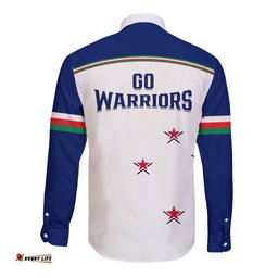 Warriors Rugby Long Sleeve Button Shirt New Zealand Sporty White Style
