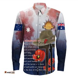 Anzac Day Remembrance Day Qoute Long Sleeve Button Shirt