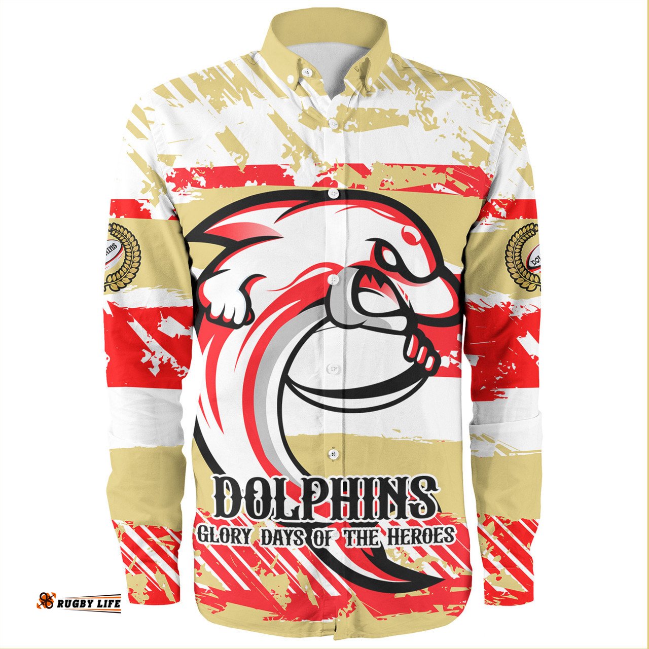 Redcliffe Dolphins Long Sleeve Button Shirt - Theme Song Inspired