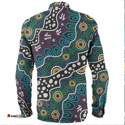 Australia Aboriginal Long Sleeve Button Shirts - Dot Painting Art Long Sleeve Button Shirts