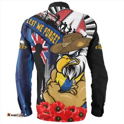 West Coast Eagles Long Sleeve Button Shirt Anzac Day Honor United In Spirit