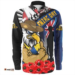 West Coast Eagles Long Sleeve Button Shirt Anzac Day Honor United In Spirit