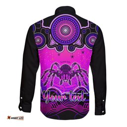 Personalised Australia Scorpio Tarantulas Spider Zodiac Long Sleeve Button Shirt Auz Astrology Aboriginal - Magenta