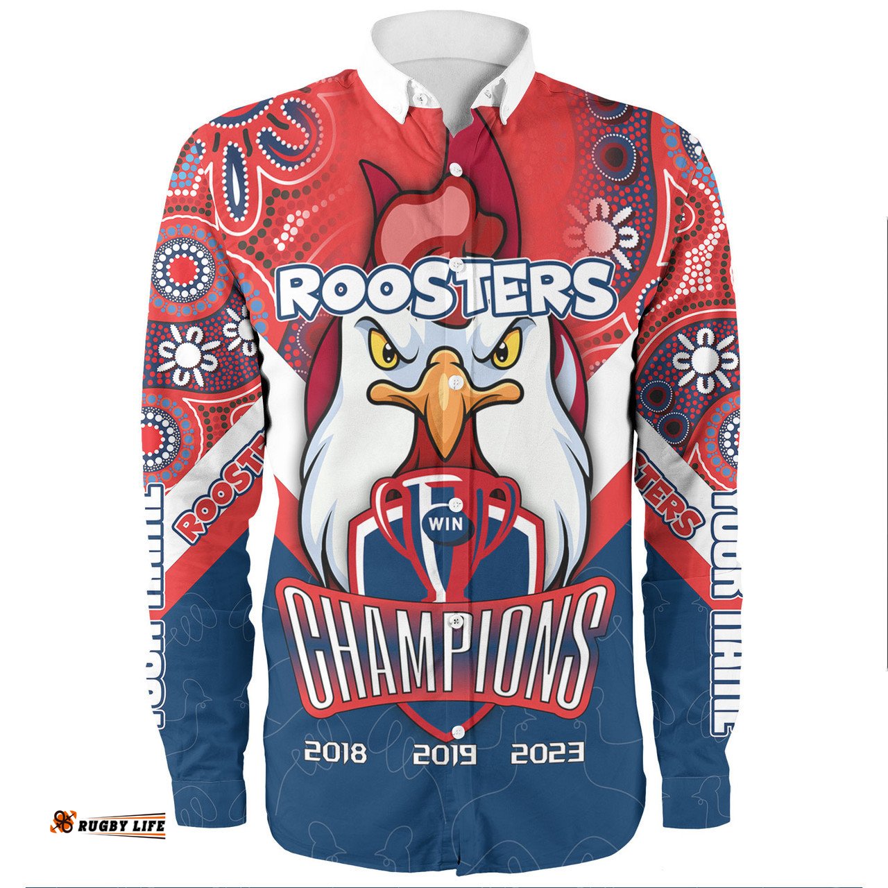 Sydney Roosters Long Sleeve Button Shirt - Custom Talent Win Games But Teamwork And Intelligence Win Championships With Aboriginal Style