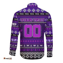 Personalized Freo Football Xmas Long Sleeve Button Shirt Australia AFL Mascot