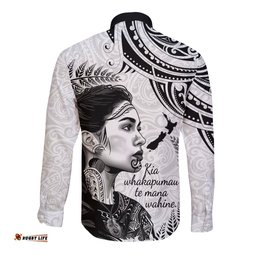 New Zealand Women's Day Long Sleeve Button Shirt Aotearoa Kia Whakapumau Te Mana Wahine