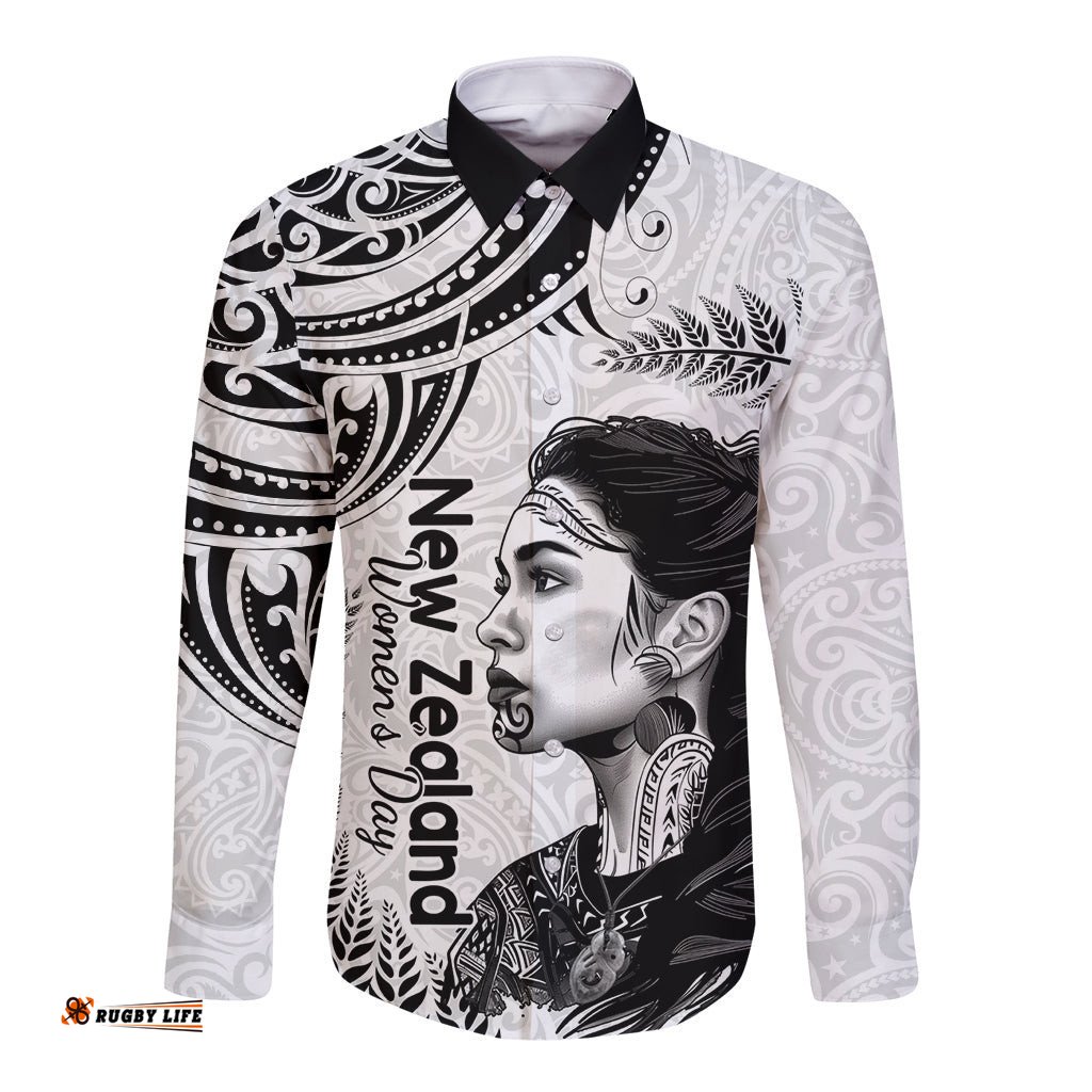 New Zealand Women's Day Long Sleeve Button Shirt Aotearoa Kia Whakapumau Te Mana Wahine