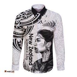New Zealand Women's Day Long Sleeve Button Shirt Aotearoa Kia Whakapumau Te Mana Wahine