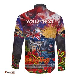 Personalised Australia Rugby Panthers ANZAC Long Sleeve Button Shirt Penrith Scratch Style