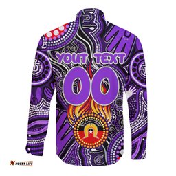 Personalised NAIDOC Week 2024 Fremantle Dockers Freo Long Sleeve Button Shirt Australian Aboriginal Hand Painting
