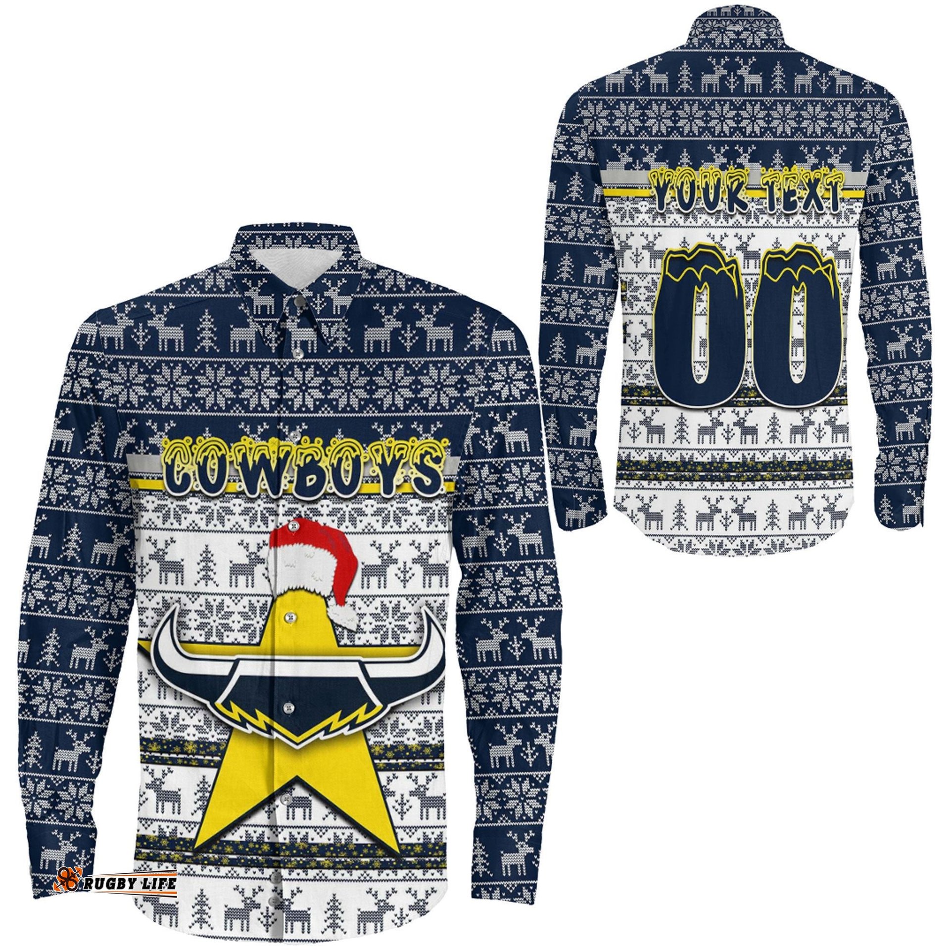 North Queensland Cowboys Christmas Long Sleeve Button Shirt