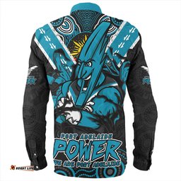 Port Adelaide Long Sleeve Button Shirt Ripped Legacy Of The Game