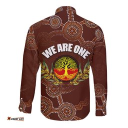 We Are One Koori and Australia Long Sleeve Button Shirt Aboriginal Pattern