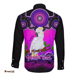Personalised Australia Libra Cockatoo Zodiac Long Sleeve Button Shirt Auz Astrology Aboriginal - Magenta