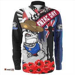 Western Bulldogs Long Sleeve Button Shirt Anzac Day Honor United In Spirit