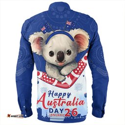 Australia Long Sleeve Button Shirt Happy Australia Day Koala With Boomerang Edition