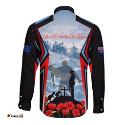Australia ANZAC Day Long Sleeve Button Shirt Gallipoli Soldiers Simple Style