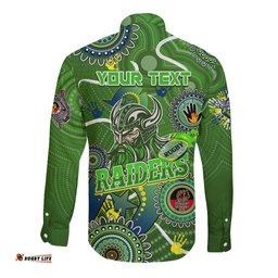 Personalised NAIDOC Week 2024 Raiders Long Sleeve Button Shirt Australia Fire Burning