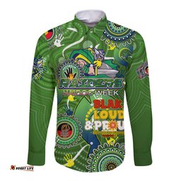 Personalised NAIDOC Week 2024 Raiders Long Sleeve Button Shirt Australia Fire Burning