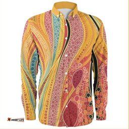 Australia Aboriginal Long Sleeve Button Shirts - Indigenous Aboriginal Art Dot Color Long Sleeve Button Shirts