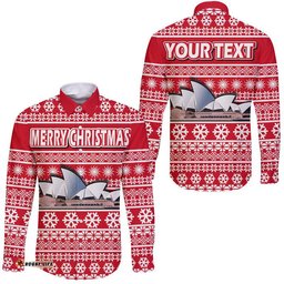 Custom Personalised Australian Sydney Opera House Christmas Vibe With Aboriginal Dot Painting Style Hawaii Long Sleeve Button Shirt