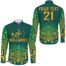 Custom Personalised Australia Rugby Wallabies Hawaii Long Sleeve Button Shirt