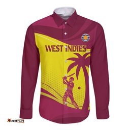 Custom West Indies Cricket Long Sleeve Button Shirt 2024 World Cup Go Windies