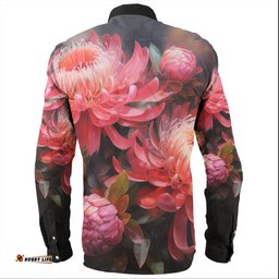 Australia Waratah Long Sleeve Button Shirts - Waratah Oil Painting Abstract Ver1 Long Sleeve Button Shirts