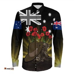 Anzac Day Hat & Boots Long Sleeve Button Shirt