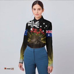 Anzac Day Hat & Boots Long Sleeve Button Shirt