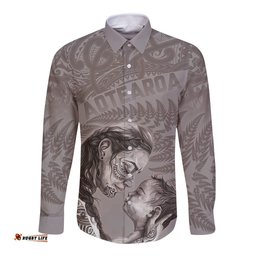New Zealand Mother's Day Long Sleeve Button Shirt Maori Mo Toku Mama Silver Fern