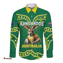 Australia Rugby Custom Long Sleeve Button Shirt Kangaroos Make History Pacific Champions