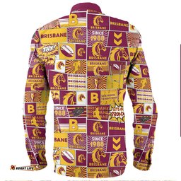 Brisbane Broncos Long Sleeve Button Shirt - Team Of Us Die Hard Fan Supporters Comic Style