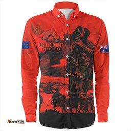 Australia Long Sleeve Button Shirt Red Legacy Honoring ANZAC Heroes
