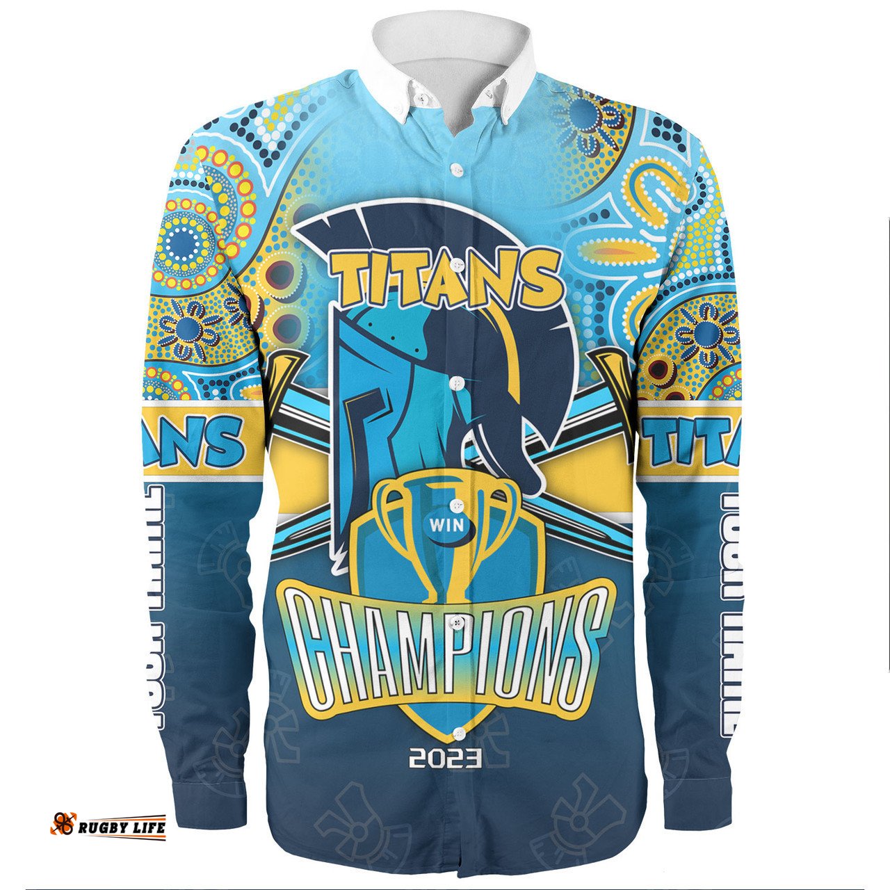 Gold Coast Titans Sport Long Sleeve Button Shirt - Custom Talent Win Games But Teamwork And Intelligence Win Championships With Aboriginal Style