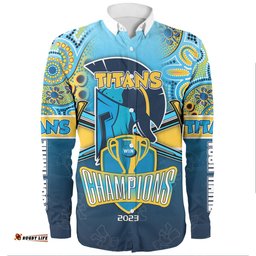 Gold Coast Titans Sport Long Sleeve Button Shirt - Custom Talent Win Games But Teamwork And Intelligence Win Championships With Aboriginal Style