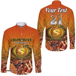 Custom Personalised Perth Scorchers Champions Long Sleeve Button Shirt Lizard Indigenous Aboriginal