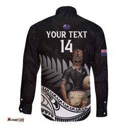Custom New Zealand Silver Fern Rugby Long Sleeve Button Shirt 2024 Aotearoa Maori Mascot Go All Black